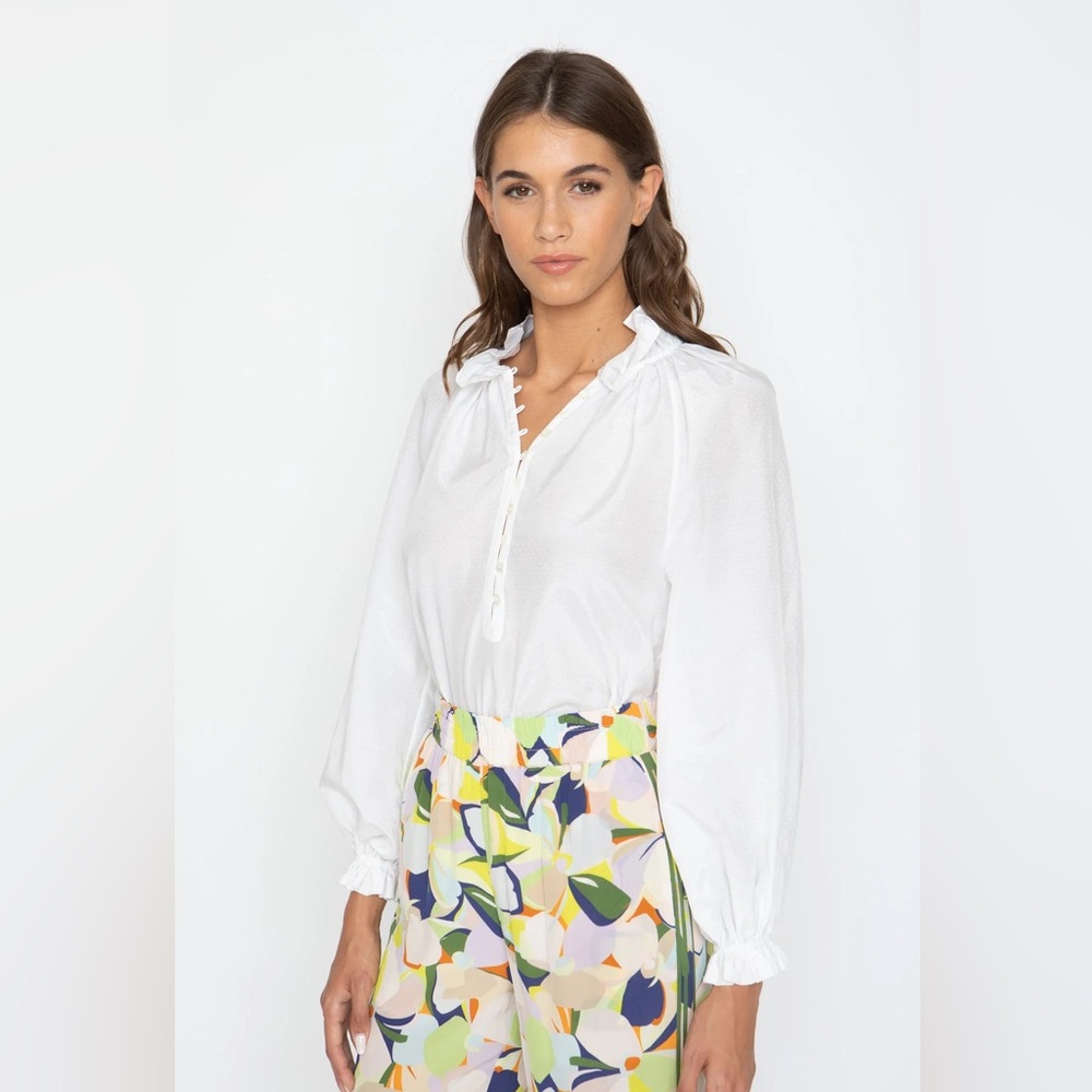 NWT Caballero Leigh White Jacquard Top - Picture 2 of 3